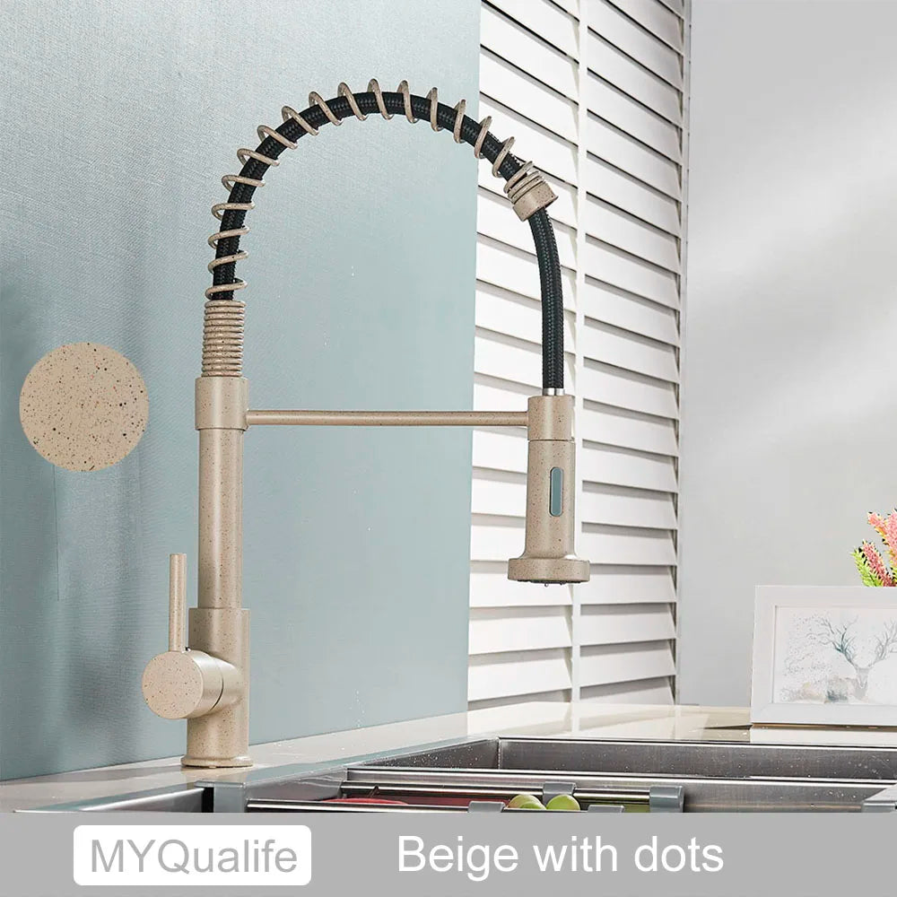 Robinet de Cuisine Doré Brossé – Mitigeur Monolevier, Eau Chaude & Froide, Montage sur Plan