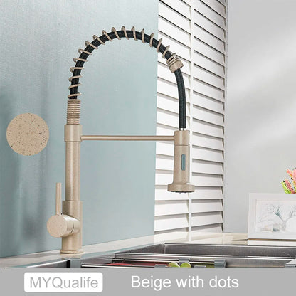 Robinet de Cuisine Doré Brossé – Mitigeur Monolevier, Eau Chaude & Froide, Montage sur Plan