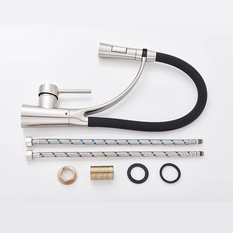 Robinet de Cuisine Nickel Brossé – Douchette Extractible, Mitigeur Monolevier, Eau Chaude & Froide