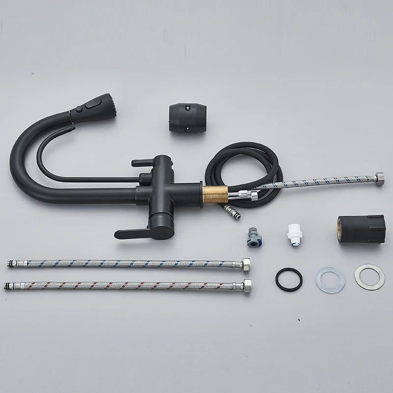 Robinet de Cuisine 360° avec Filtre – Douchette Extensible 3 Modes, Mitigeur Eau Chaude et Froide