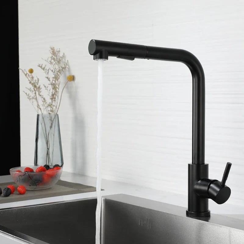 Robinet de Cuisine avec Douchette Flexible, 2 Modes, Mitigeur Eau Chaude & Froide en Acier Inoxydable